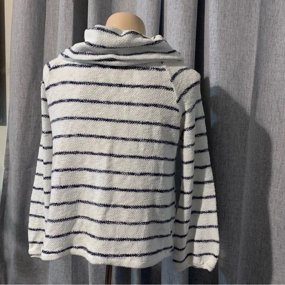 Caslon Womens M Black White Striped long, Sleeve Pullover Cowl Neck Sweater - Picture 8 of 9